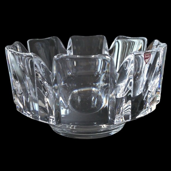 ORREFORS CORONA Sweden Lead Crystal 4" Bowl 4384/31 -Signed DISCONTINUED - Picture 3 of 6